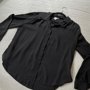 H&M black silky button down blouse - size 8 (medium)